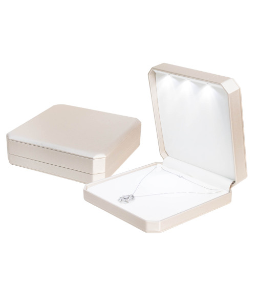 Astucci Per Gioielli Con Luce Linea TIVOLI 190x190x55mm Collana 3 pezzi Beige Cipria