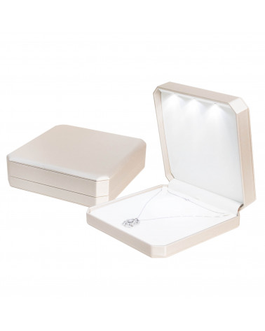 Astucci Per Gioielli Con Luce Linea TIVOLI 190x190x55mm Collana 3 pezzi Beige Cipria