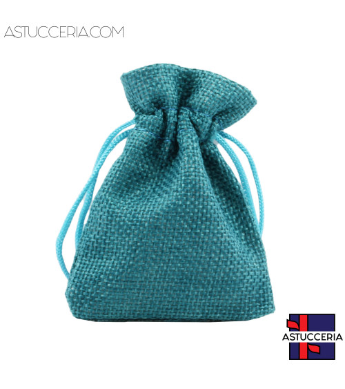 Sacchetti Regalo Di Juta Doppio Laccio 7x9cm 20pz Blu Ottanio