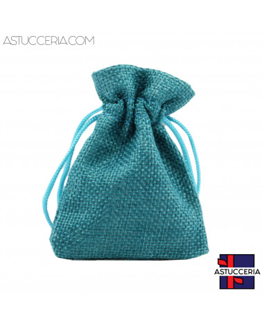 Sacchetti Regalo Di Juta Doppio Laccio  7x9cm 20pz Blu Ottanio