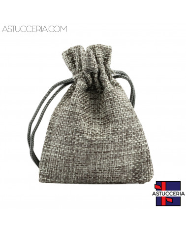 Sacchetti Regalo Di Juta Doppio Laccio  7x9cm 20pz Grigio