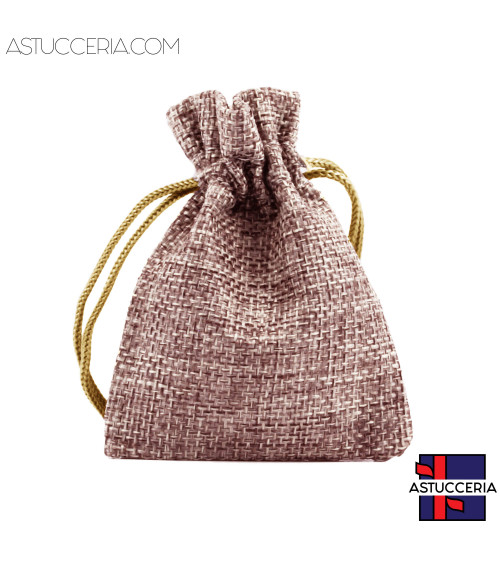 Sacchetti Regalo Di Juta Doppio Laccio 7x9cm 20pz Rosa Antico