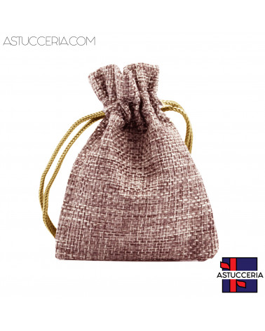 Sacchetti Regalo Di Juta Doppio Laccio  7x9cm 20pz Rosa Antico