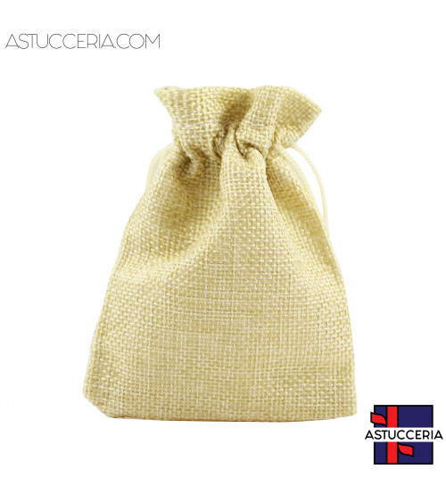 Sacchetti Regalo Di Juta Doppio Laccio 9x12cm 20pz Beige
