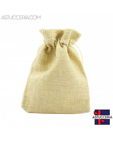 Sacchetti Regalo Di Juta Doppio Laccio  9x12cm 20pz Beige