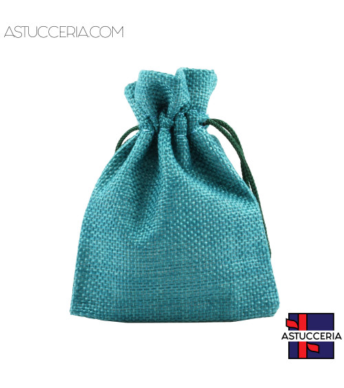 Sacchetti Regalo Di Juta Doppio Laccio 9x12cm 20pz Blu Ottanio