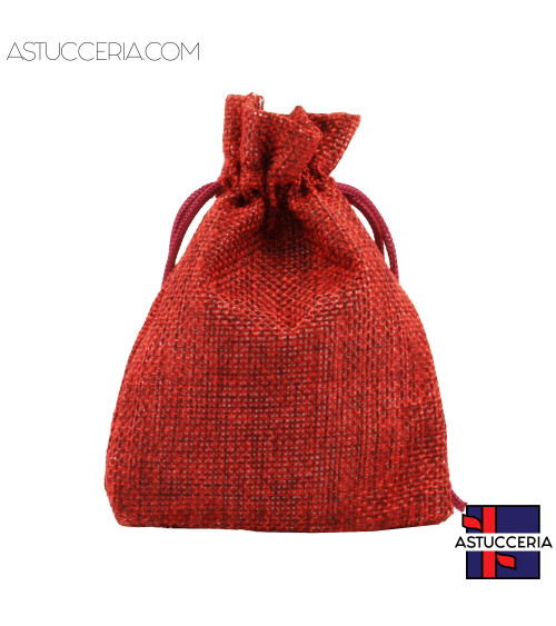 Sacchetti Regalo Di Juta Doppio Laccio 9x12cm 20pz Rosso