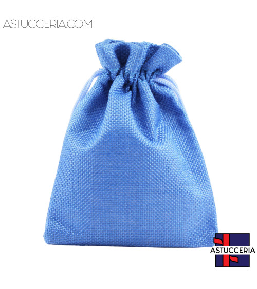 Sacchetti Regalo Di Juta Doppio Laccio 12x15cm 20pz Azzurro