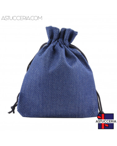 Sacchetti Regalo Di Juta Doppio Laccio 12x15cm 20pz Blu Denim