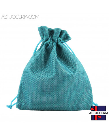 Sacchetti Regalo Di Juta Doppio Laccio 12x15cm 20pz Blu Ottanio