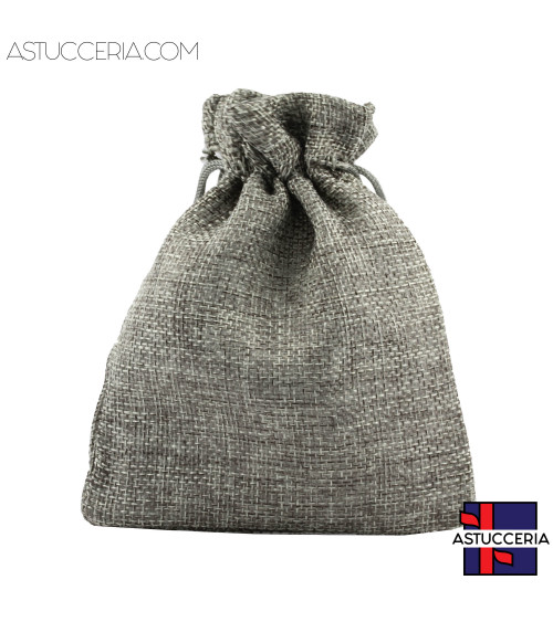 Sacchetti Regalo Di Juta Doppio Laccio 12x15cm 20pz Grigio