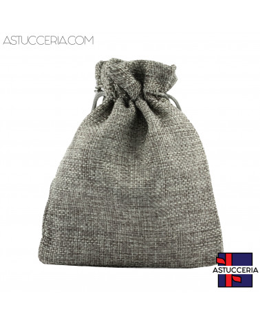 Sacchetti Regalo Di Juta Doppio Laccio 12x15cm 20pz Grigio