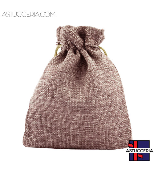 Sacchetti Regalo Di Juta Doppio Laccio 12x15cm 20pz Rosa Antico