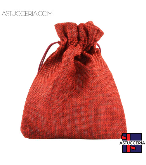 Sacchetti Regalo Di Juta Doppio Laccio 12x15cm 20pz Rosso
