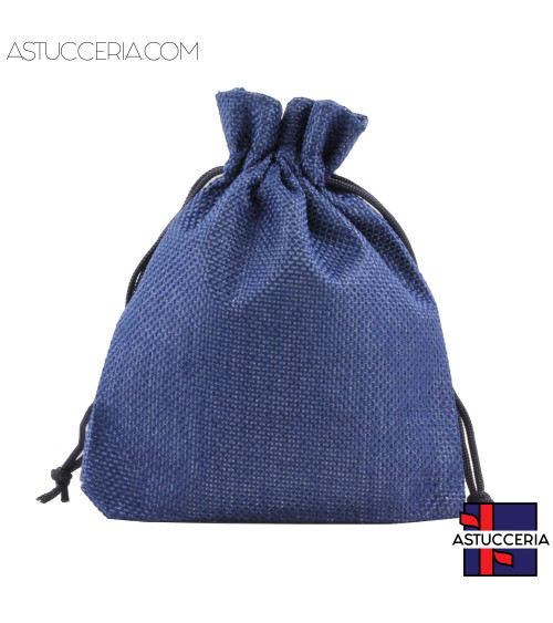 Sacchetti Regalo Di Juta Doppio Laccio 13x18cm 20pz Blu Denim