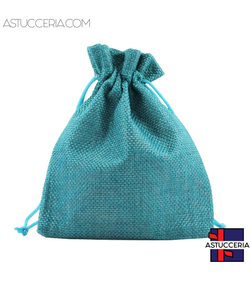 Sacchetti Regalo Di Juta Doppio Laccio 13x18cm 20pz Blu Ottanio
