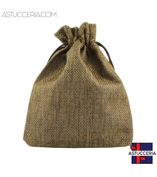 Sacchetti Regalo Di Juta Doppio Laccio 13x18cm 20pz Marrone