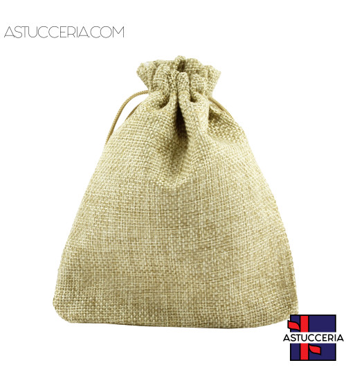 Sacchetti Regalo Di Juta Doppio Laccio 13x18cm 20pz Naturale