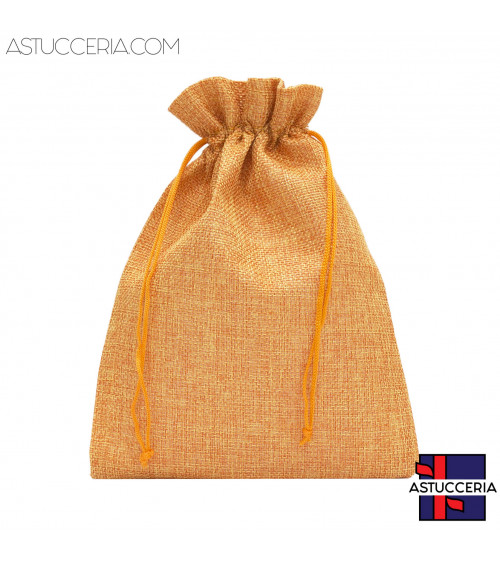 Sacchetti Regalo Di Juta Doppio Laccio 17x23cm 20pz Arancio