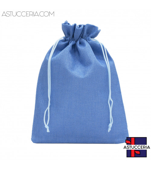 Sacchetti Regalo Di Juta Doppio Laccio 17x23cm 20pz Azzurro