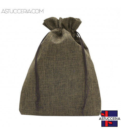 Sacchetti Regalo Di Juta Doppio Laccio 17x23cm 20pz Marrone