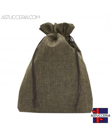 Sacchetti Regalo Di Juta Doppio Laccio 17x23cm 20pz Marrone