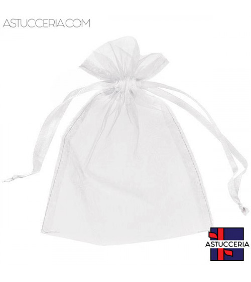 Sacchetti Regalo Di Organza Doppio Laccio 7x9cm 100pz Bianco