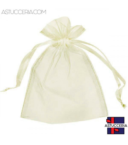 Sacchetti Regalo Di Organza Doppio Laccio 7x9cm 100pz Bianco Avorio