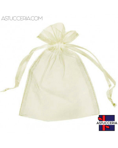 Sacchetti Regalo Di Organza Doppio Laccio  7x9cm 100pz Bianco Avorio