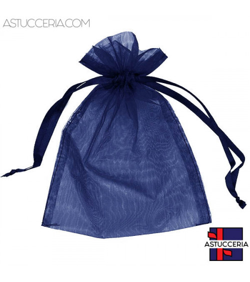 Sacchetti Regalo Di Organza Doppio Laccio 7x9cm 100pz Blu