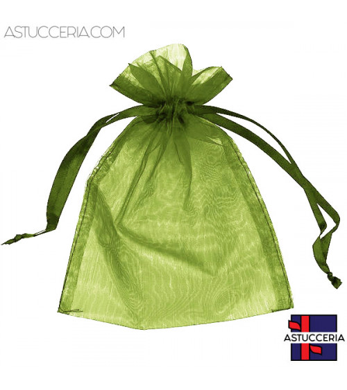 Sacchetti Regalo Di Organza Doppio Laccio 17x23cm 100pz Verde