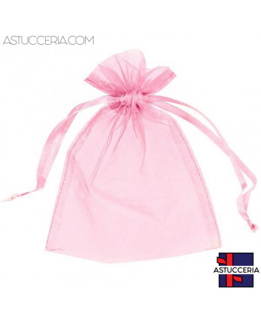 Sacchetti Regalo Di Organza Doppio Laccio  9x12cm 100pz Rosa