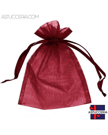Sacchetti Regalo Di Organza Doppio Laccio 10x15cm 100pz Rosso Bordeaux