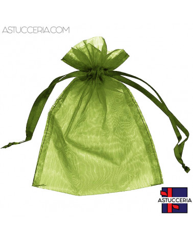 Sacchetti Regalo Di Organza Doppio Laccio 10x15cm 100pz Verde Peridoto