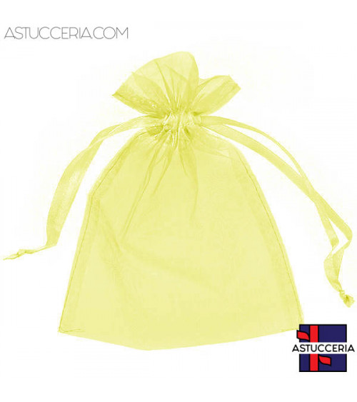 Sacchetti Regalo Di Organza Doppio Laccio 13x18cm 100pz Giallo