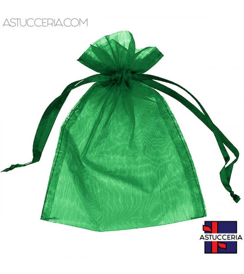 Sacchetti Regalo Di Organza Doppio Laccio 13x18cm 100pz Verde