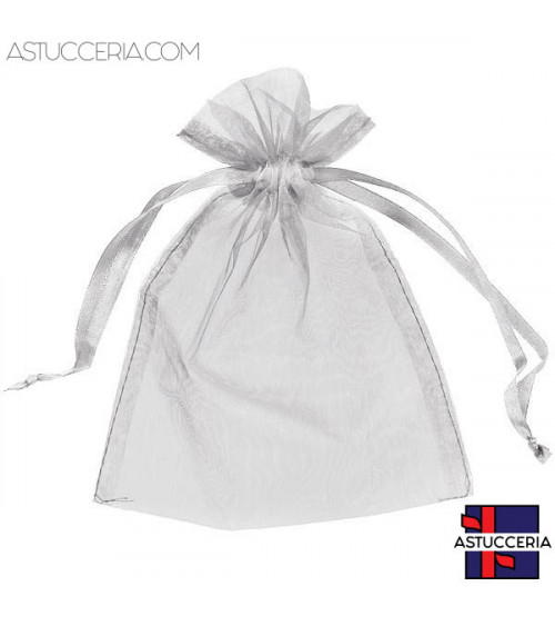 Sacchetti Regalo Di Organza Doppio Laccio 17x23cm 100pz Grigio