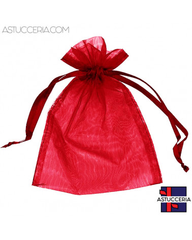 Sacchetti Regalo Di Organza Doppio Laccio 17x23cm 100pz Rosso