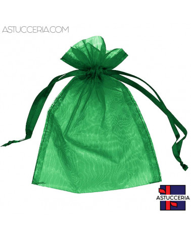 Sacchetti Regalo Di Organza Doppio Laccio 17x23cm 100pz Verde