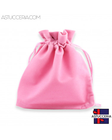 Sacchetti Regalo Di Velluto Doppio Laccio 10x12cm 20pz Rosa