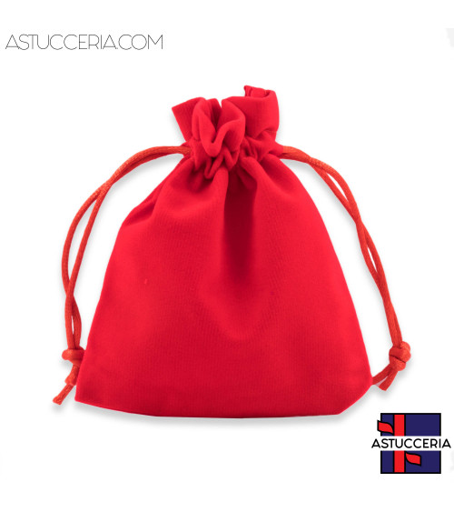 Sacchetti Regalo Di Velluto Doppio Laccio 10x12cm 20pz Rosso
