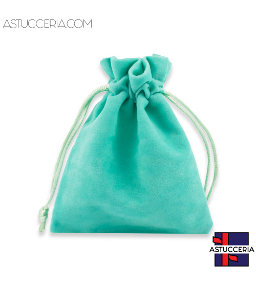 Sacchetti Regalo Di Velluto Doppio Laccio 10x12cm 20pz Turchese