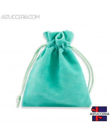 Sacchetti Regalo Di Velluto Doppio Laccio 10x12cm 20pz Turchese