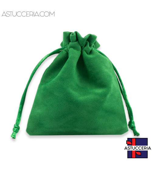 Sacchetti Regalo Di Velluto Doppio Laccio 10x12cm 20pz Verde