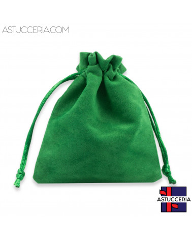 Sacchetti Regalo Di Velluto Doppio Laccio 10x12cm 20pz Verde