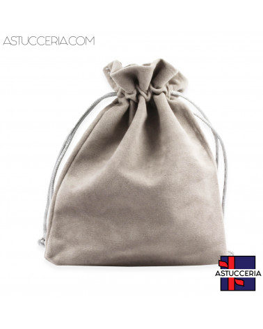 Sacchetti Regalo Di Velluto Doppio Laccio 12x15cm 20pz Grigio