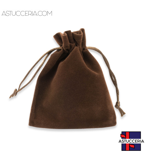Sacchetti Regalo Di Velluto Doppio Laccio 12x15cm 20pz Marrone