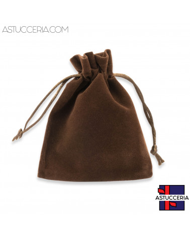 Sacchetti Regalo Di Velluto Doppio Laccio 12x15cm 20pz Marrone