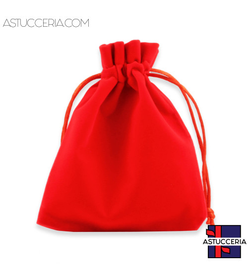 Sacchetti Regalo Di Velluto Doppio Laccio 12x15cm 20pz Rosso