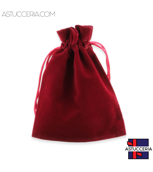 Sacchetti Regalo Di Velluto Doppio Laccio 12x15cm 20pz Rosso Bordeaux